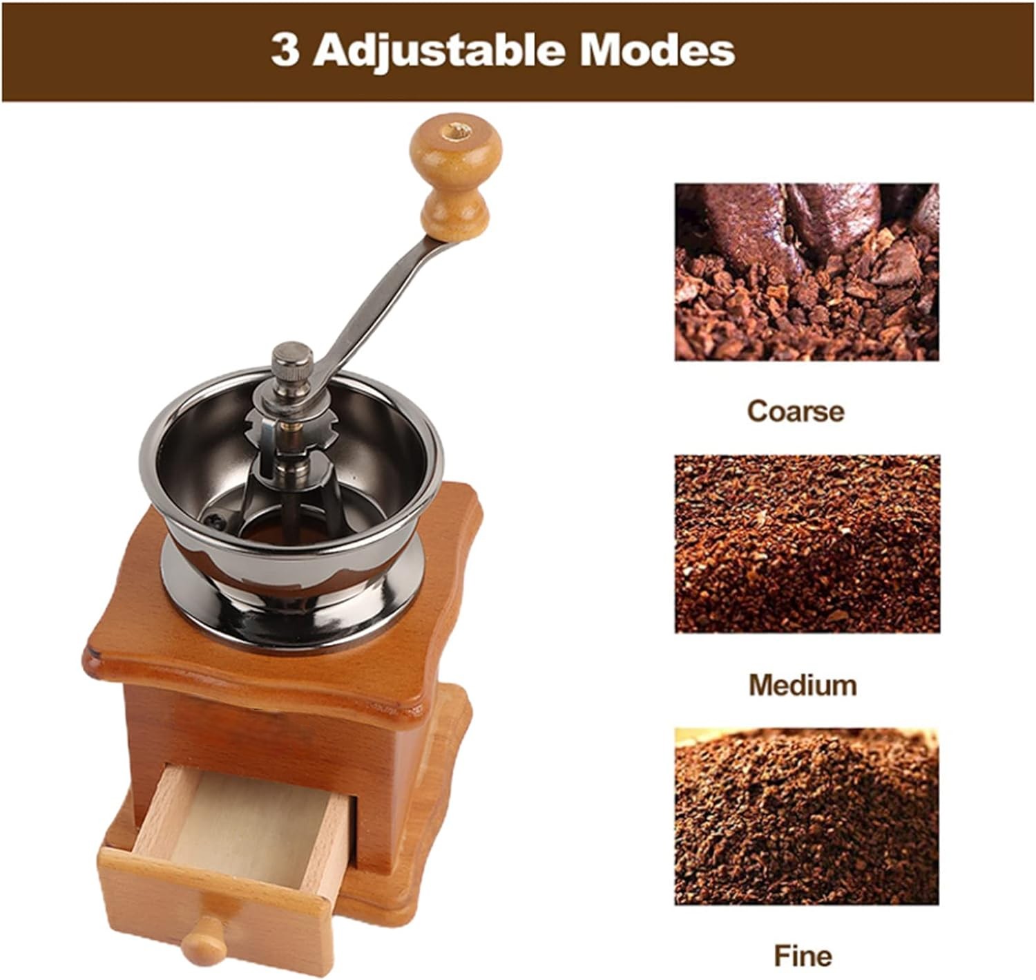 One Two Cups Alat Penggiling Kopi Manual Coffee Grinder Wood - 16290 Gambar produk One Two Cups Alat Penggiling Kopi Manual Coffee Grinder Wood - 16290