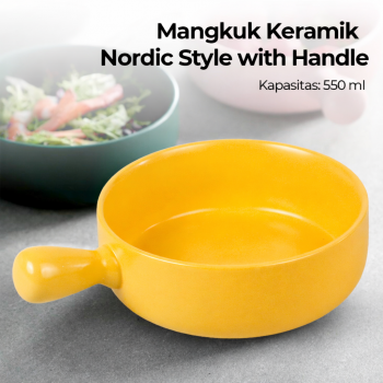 Glazed Mangkuk Keramik Bowl Nordic Style with Handle - PJ535