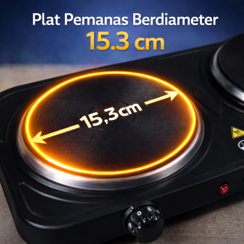 Gambar produk Taffware Kompor Listrik 2 Tungku Portable Hot Plate 2000W - WY-04B