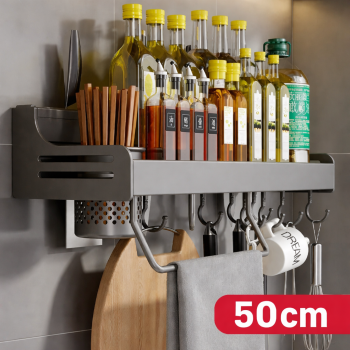 OLLKY Rak Dapur Multifungsi Wall Mounted Hook Kitchen Storage 50cm - OL-52