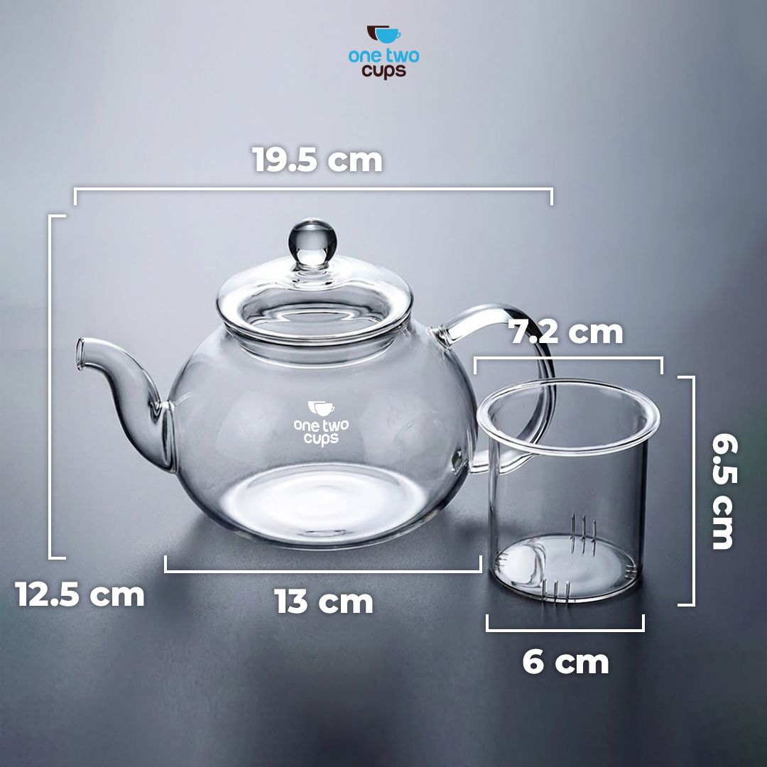 One Two Cups Teko Teh Kaca Saringan Tahan Panas Api Infuser Teapot 600ml - 8CV102 Gambar produk One Two Cups Teko Teh Kaca Saringan Tahan Panas Api Infuser Teapot 600ml - 8CV102