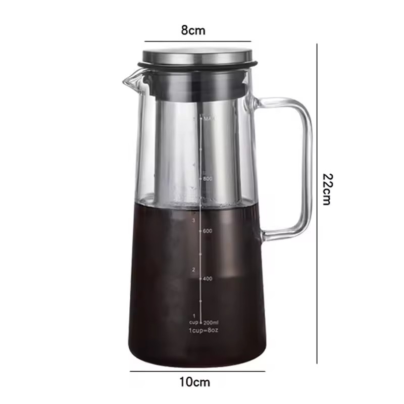 Gambar produk MagiDeal Teko Kaca Kopi Teh Water Pitcher Jug Stainless Steel Filter 1000ml - MD-10