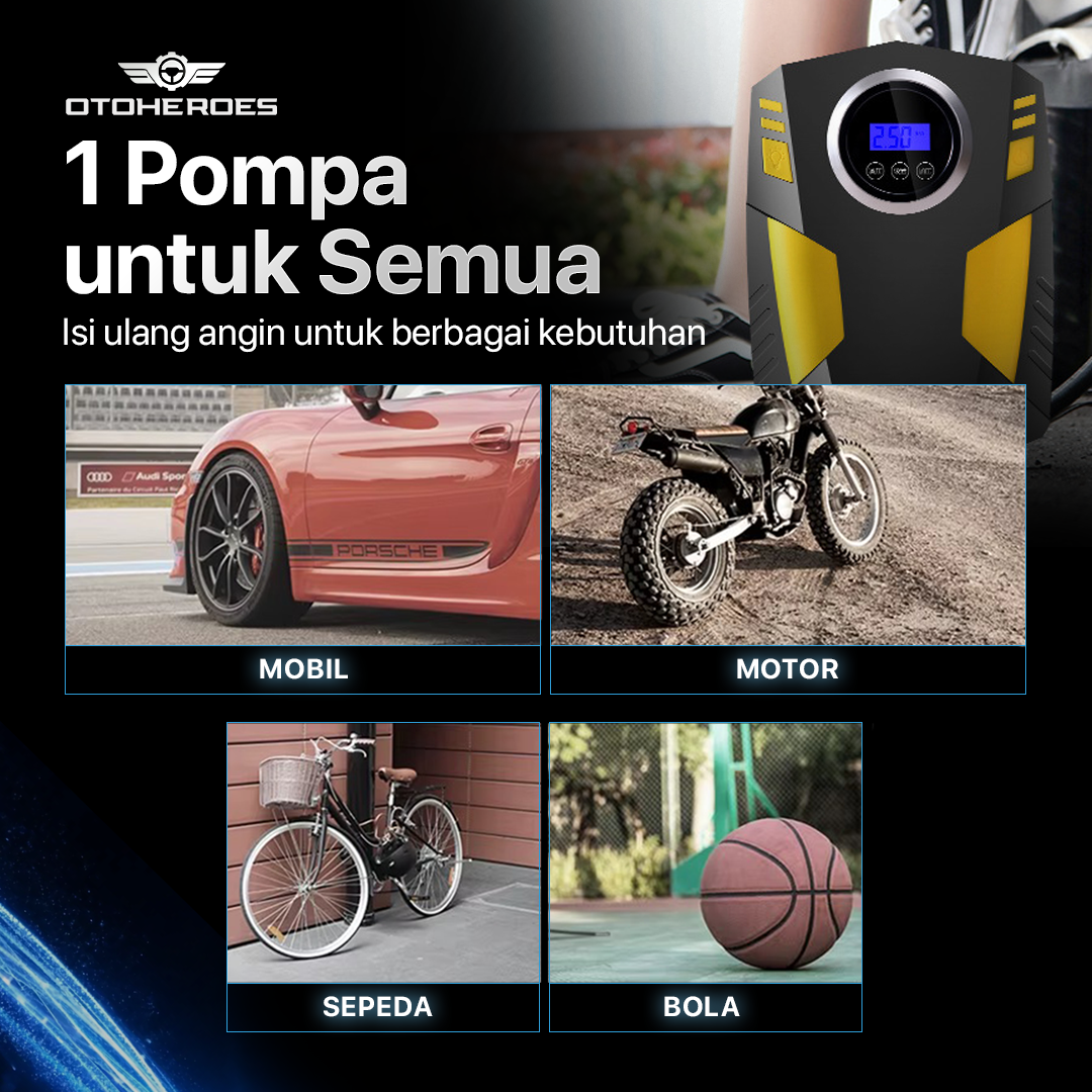 OTOHEROES Pompa Ban Elektrik Portable Air Compressor DC 12V 150 PSI - YD-787 Gambar produk OTOHEROES Pompa Ban Elektrik Portable Air Compressor DC 12V 150 PSI - YD-787
