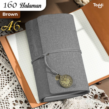 Toddi Buku Jurnal Binder Leather Notebook A6 160 Page Grid Blank Line - T680