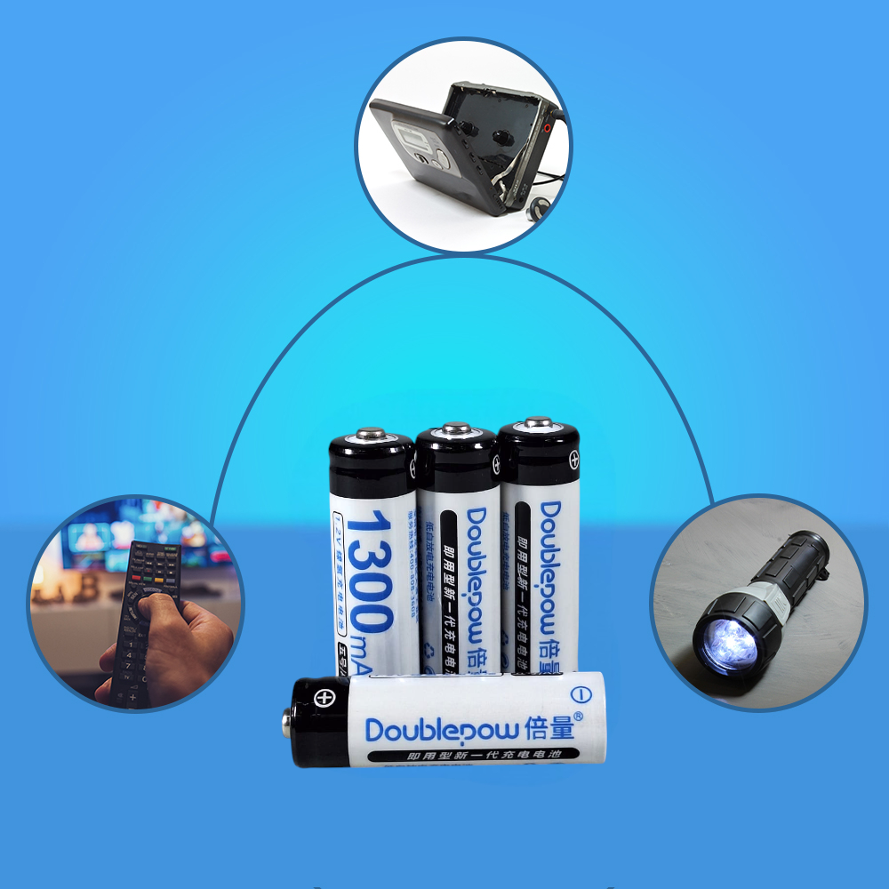 Doublepow Baterai Rechargeable AA Ni-MH 1.2V 1300mAh 4 PCS - DP-AA780 Gambar produk Doublepow Baterai Rechargeable AA Ni-MH 1.2V 1300mAh 4 PCS - DP-AA780