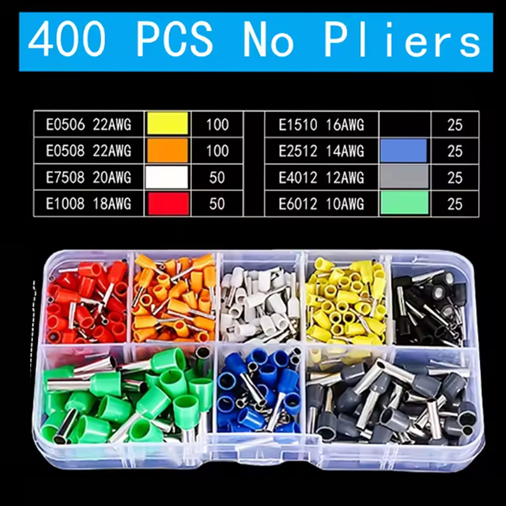 Taffware Skun Ferrules Insulated Terminal Block Connector 400 PCS - WG30 Gambar produk Taffware Skun Ferrules Insulated Terminal Block Connector 400 PCS - WG30