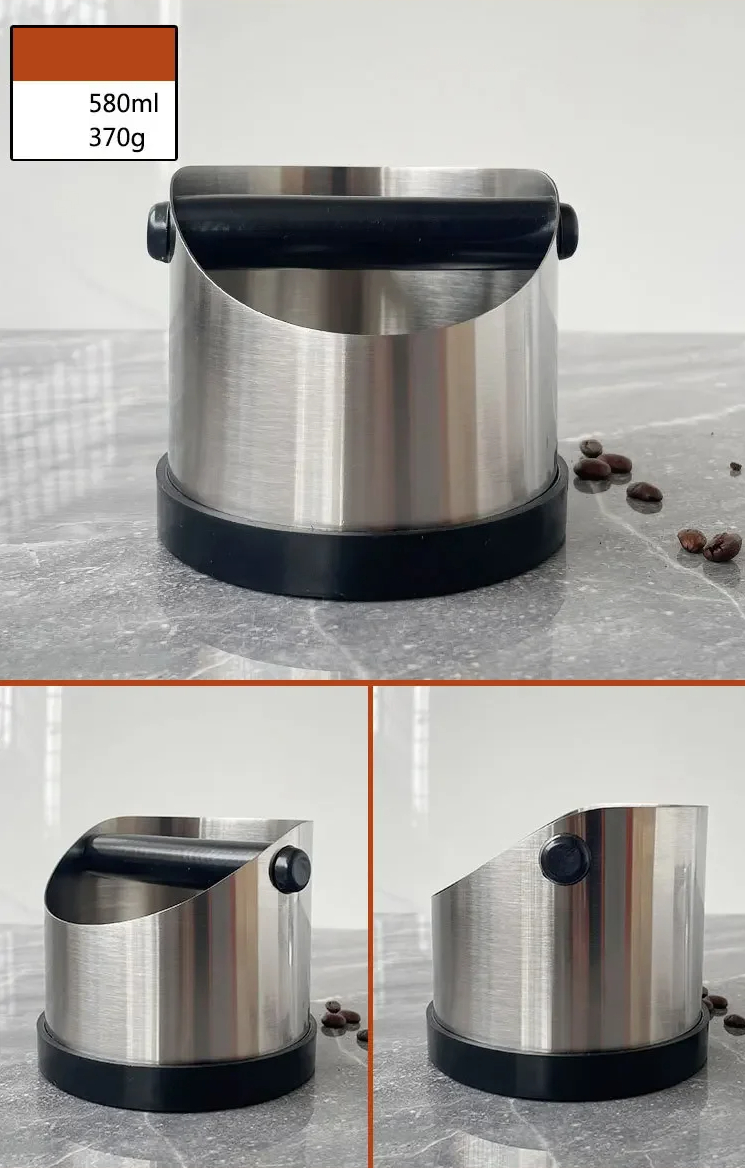 YIYUEQIAN Wadah Ampas Kopi Espresso Knock Box Container Stainless Arc Mouth 580ml - Y-100 Gambar produk YIYUEQIAN Wadah Ampas Kopi Espresso Knock Box Container Stainless Arc Mouth 580ml - Y-100