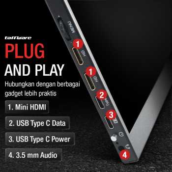 Gambar produk Taffware Portable Monitor 17.3 Inch IPS FHD 60Hz Type C Mini HDMI - 1730XTS