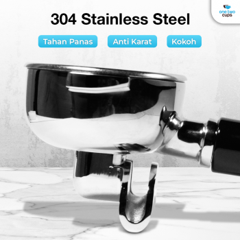 Gambar produk One Two Cups Portafilter Double Spout Stainless Steel 58mm Plastik - AL304