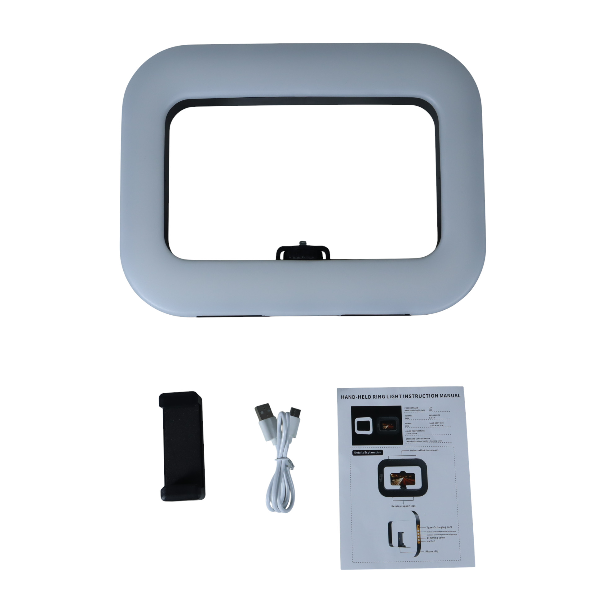 Gambar produk CLM Video Rig Ring Light LED Tricolor Rectangular 2500-8500K 1500mAh - YM200