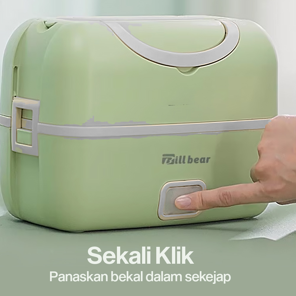 BILLBEAR Kotak Makan Pemanas Elektrik Double Layer Lunch Box 2 Bowl 2L - BE-FH888 Gambar produk BILLBEAR Kotak Makan Pemanas Elektrik Double Layer Lunch Box 2 Bowl 2L - BE-FH888