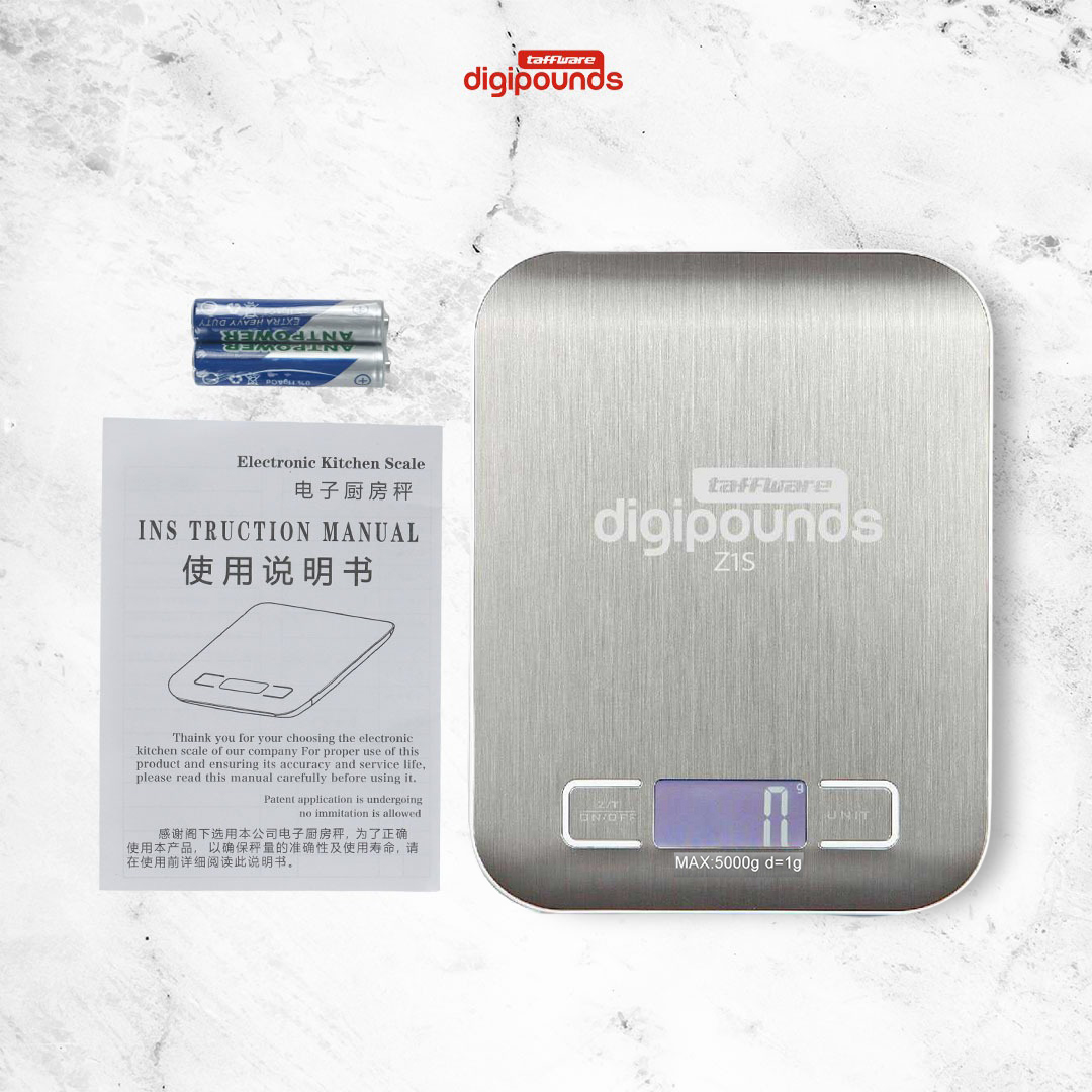 Taffware Digipounds Timbangan Dapur Mini Digital Scale 5kg 1g - Z1S Gambar produk Taffware Digipounds Timbangan Dapur Mini Digital Scale 5kg 1g - Z1S