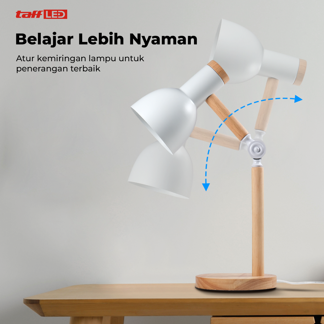 Gambar produk TaffLED Lampu Meja Belajar LED Model Nordic Wooden Art 12W 3in1 Color - PK407