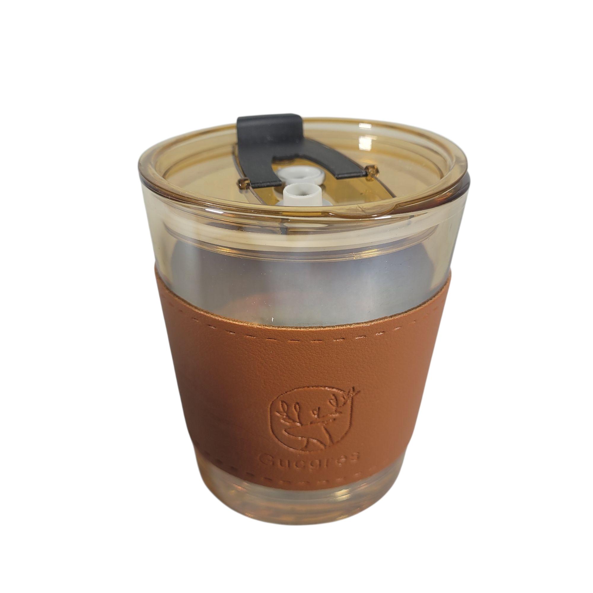 Gucgres Gelas Tumbler Kopi Kaca Glass Cup Leather Cover with Straw 350ml - HD-12 Gambar produk Gucgres Gelas Tumbler Kopi Kaca Glass Cup Leather Cover with Straw 350ml - HD-12