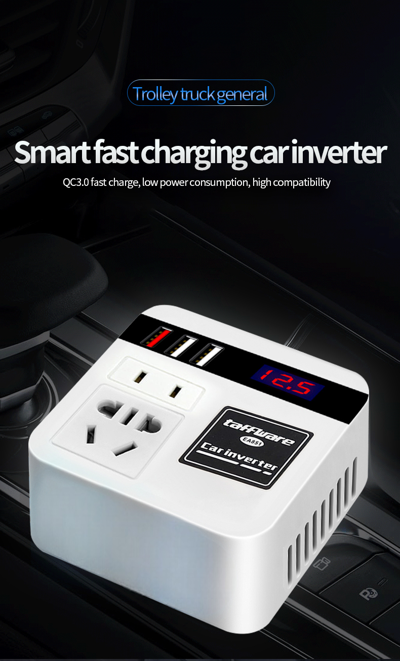 Taffware Car Power Inverter DC to DC 12/24V to 110/220V 100W - EA851 Gambar produk Taffware Car Power Inverter DC to DC 12/24V to 110/220V 100W - EA851