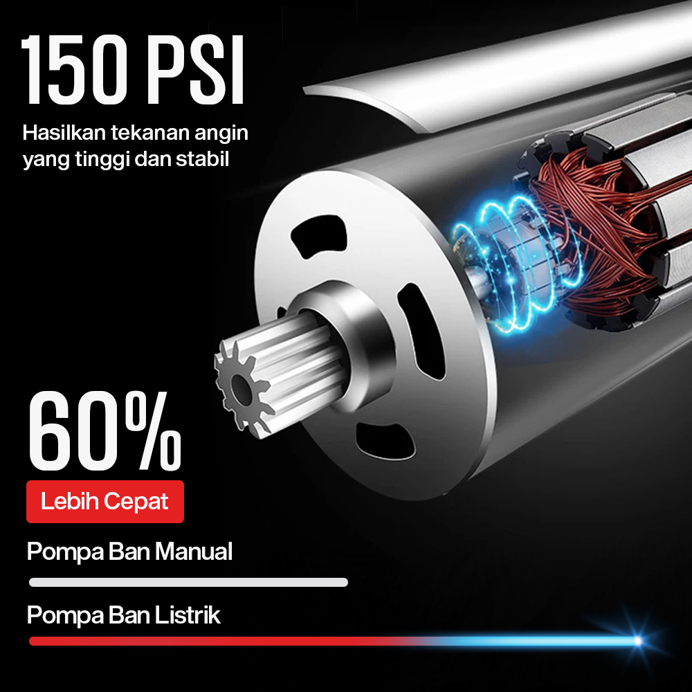 AIKESI Pompa Ban Elektrik Portable Air Compressor DC 12V 150 PSI - AKS-5501 Gambar produk AIKESI Pompa Ban Elektrik Portable Air Compressor DC 12V 150 PSI - AKS-5501