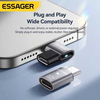 Gambar produk ESSAGER OTG Adapter Type C Female to Male USB 4.0 40Gbps 240W - EOTGFM-YH0G-P