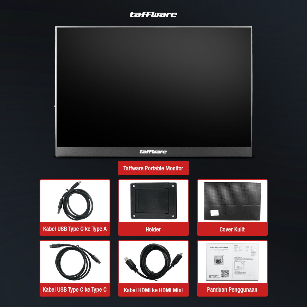 Gambar produk Taffware Portable Monitor 17.3 Inch IPS FHD 60Hz Type C Mini HDMI - 1730XTS
