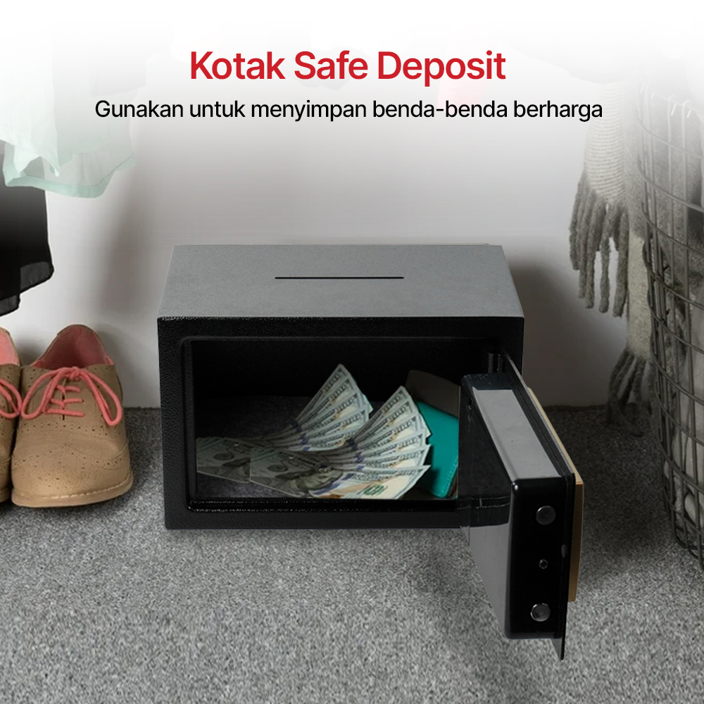 TaffGUARD Kotak Brankas Hotel Safety Box Password 8 Digit 31x20x20cm dengan Lubang Koin - EB50 Gambar produk TaffGUARD Kotak Brankas Hotel Safety Box Password 8 Digit 31x20x20cm dengan Lubang Koin - EB50