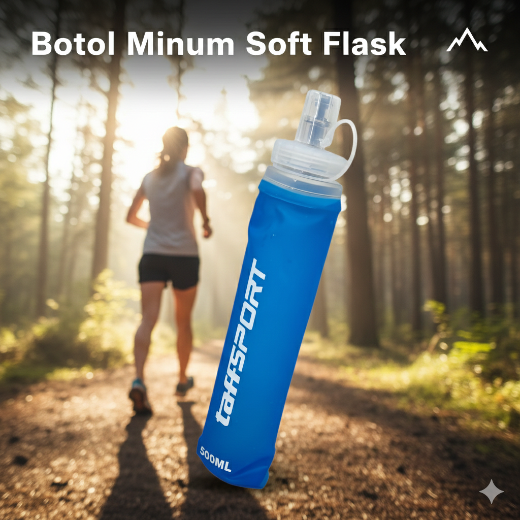 TaffSPORT Botol Minum Soft Flask Foldable Sport Water TPU 500ml - TS-80 Gambar produk TaffSPORT Botol Minum Soft Flask Foldable Sport Water TPU 500ml - TS-80