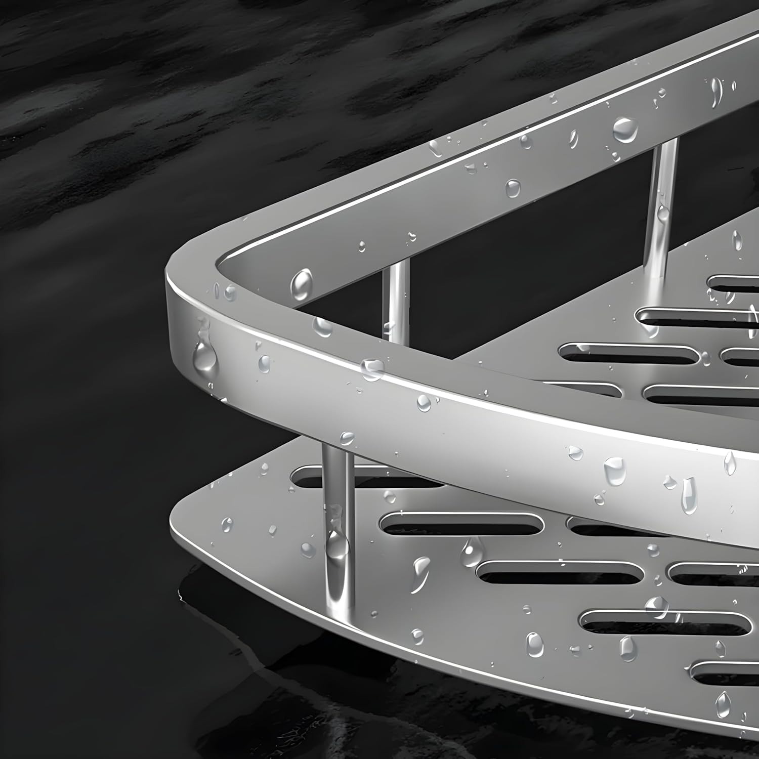 Gambar produk JIATO Rak Kamar Mandi Aluminium Triangular Bathroom Corner Shelf 2 PCS - RG4A