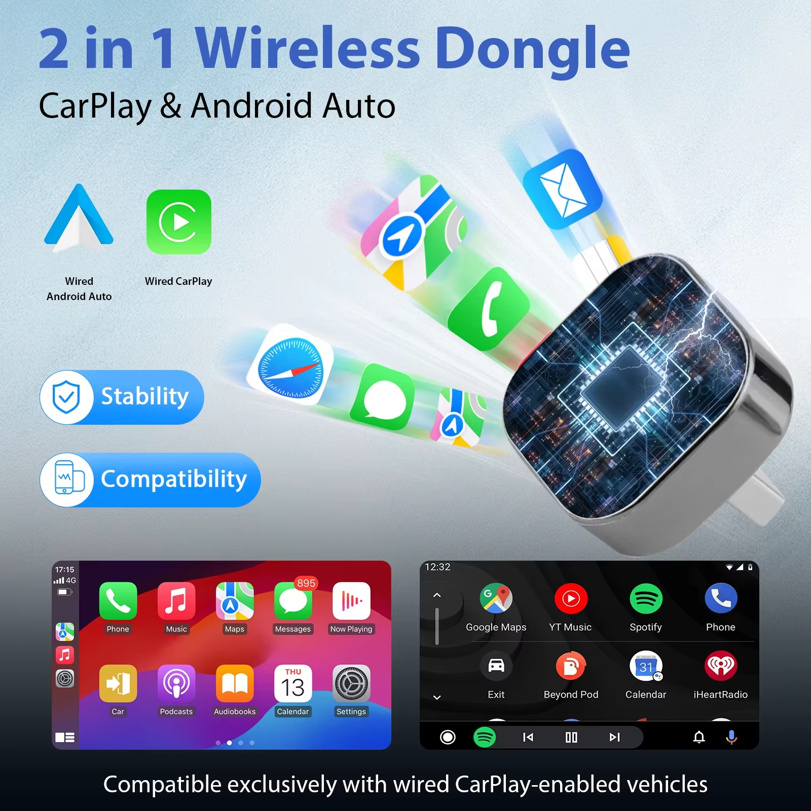 XUDA USB Dongle Wireless CarPlay Android Auto Cortex-A7 WiFi 5.8GHz - A70 Gambar produk XUDA USB Dongle Wireless CarPlay Android Auto Cortex-A7 WiFi 5.8GHz - A70