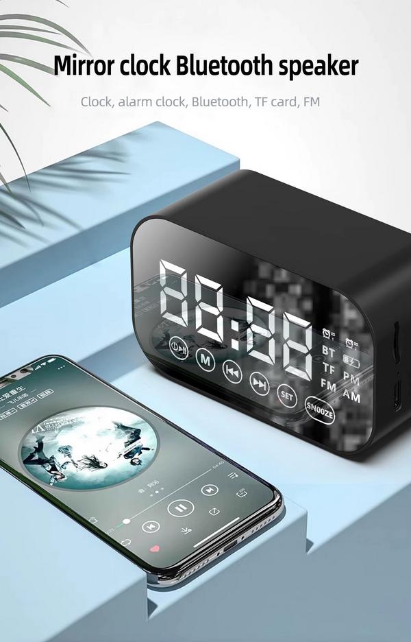 ZIKY Wireless Bluetooth Speaker Alarm Clock Mini TF/FM Radio 500mAh - G60 Gambar produk ZIKY Wireless Bluetooth Speaker Alarm Clock Mini TF/FM Radio 500mAh - G60