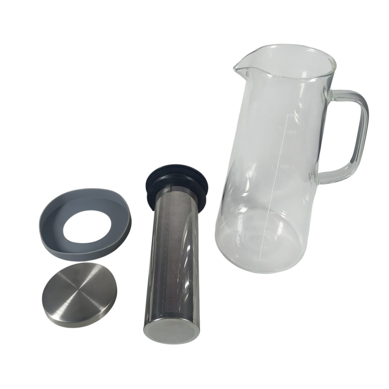 Gambar produk MagiDeal Teko Kaca Kopi Teh Water Pitcher Jug Stainless Steel Filter 1500ml - MD-10