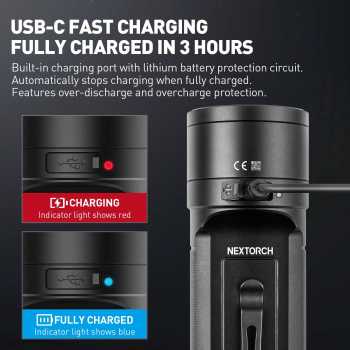 Gambar produk NEXTORCH Lampu Senter LED Bright Tactical USB Type C 10000 Lumens - HL10