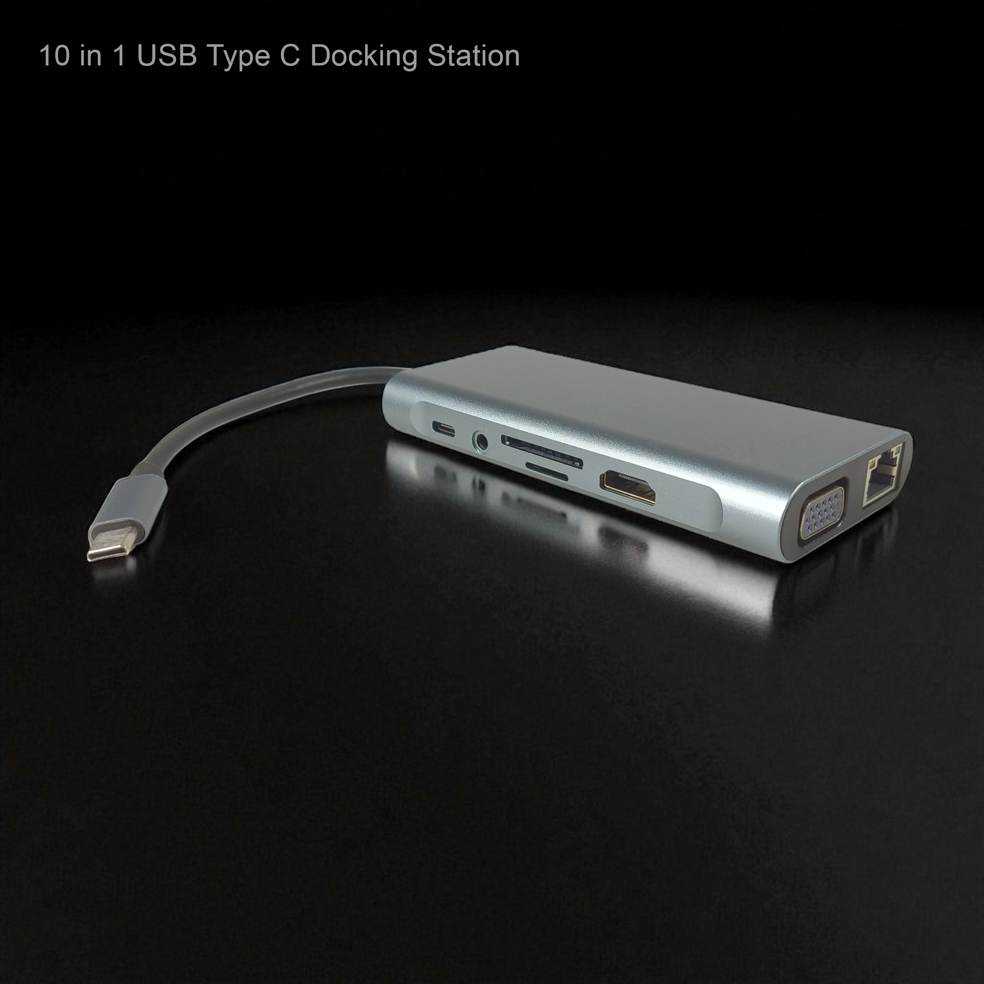 Gambar produk EASYIDEA USB Type C Hub 10 in 1 HDMI VGA USB 3.0 LAN RJ45 Card Reader - VD76