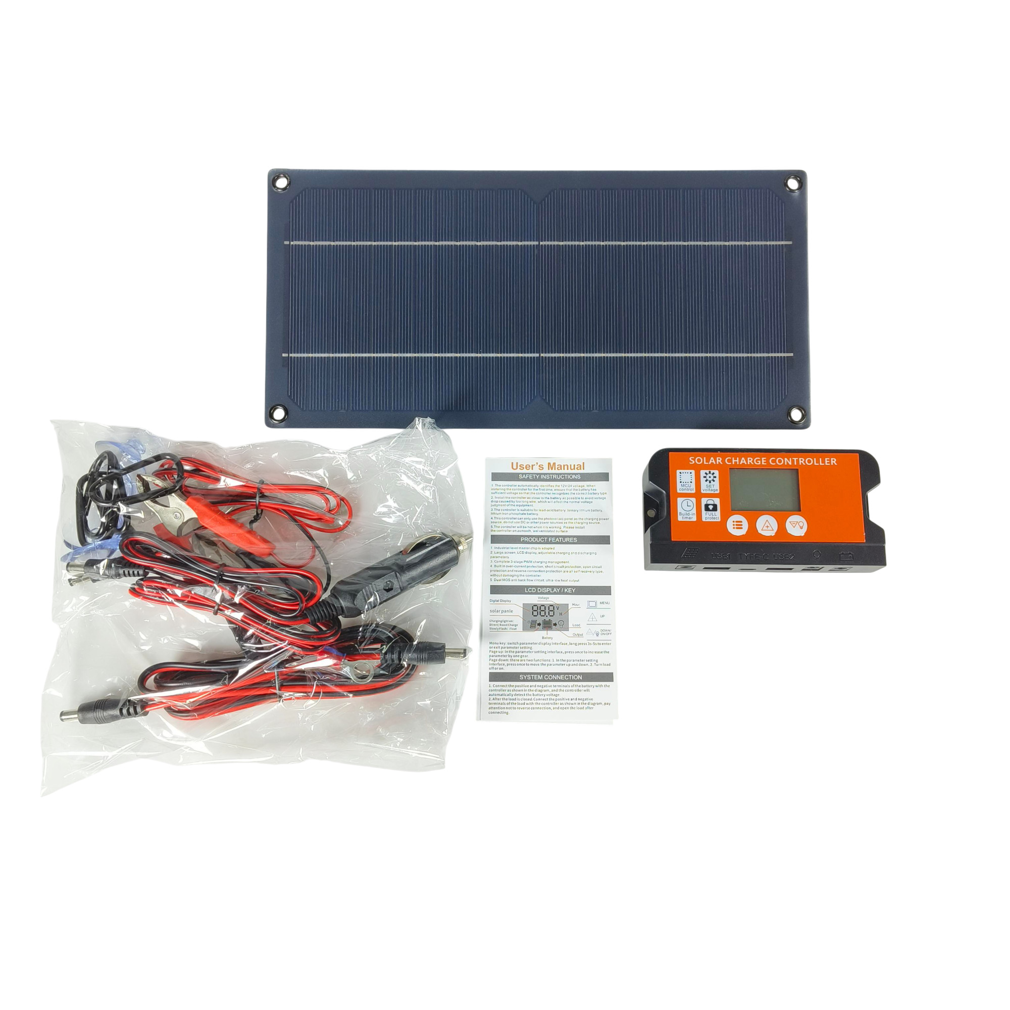 Sola Bright Solar Panel Monocrystalline Semi Flexible 10W Controller - SN30 Gambar produk Sola Bright Solar Panel Monocrystalline Semi Flexible 10W Controller - SN30