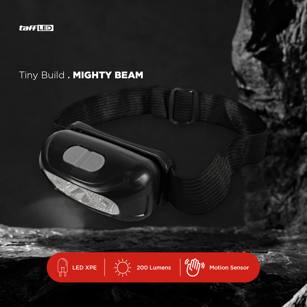 TaffLED Senter Kepala Headlamp Sensor LED Waterproof Rechargeable IPX4 - HE10 Gambar produk TaffLED Senter Kepala Headlamp Sensor LED Waterproof Rechargeable IPX4 - HE10