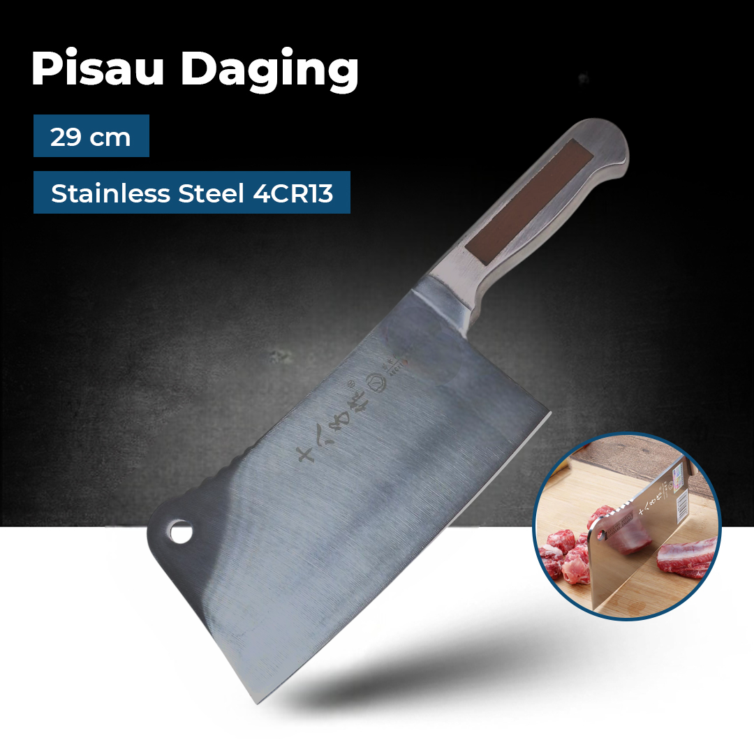 SHIBAZI Pisau Daging Tajam Stainless Steel 4CR13 29cm Cleaver Knife - S601 Gambar produk SHIBAZI Pisau Daging Tajam Stainless Steel 4CR13 29cm Cleaver Knife - S601