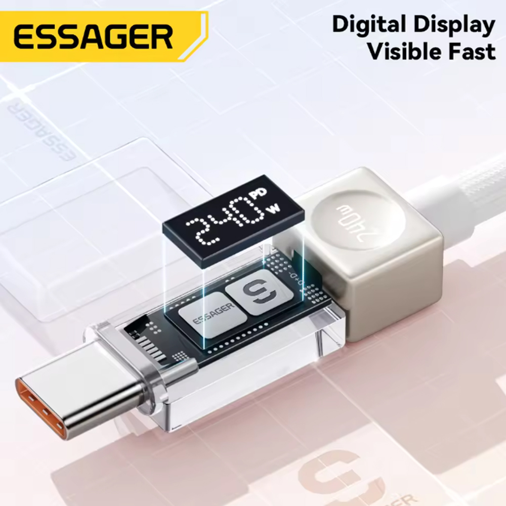 ESSAGER Kabel Data USB Type C Fast Charging LED Display 7A 100W 1M - ES-X76 Gambar produk ESSAGER Kabel Data USB Type C Fast Charging LED Display 7A 100W 1M - ES-X76