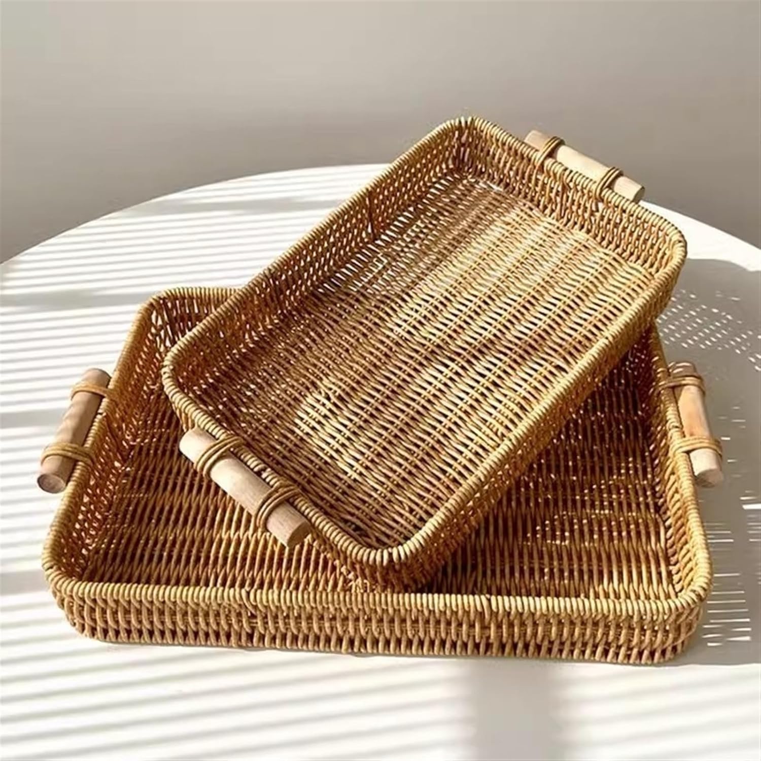 Slyz Tatakan Nampan Rotan Fruit Tray Basket with Handle 35x25x5.5cm - Slyz200 Gambar produk Slyz Tatakan Nampan Rotan Fruit Tray Basket with Handle 35x25x5.5cm - Slyz200