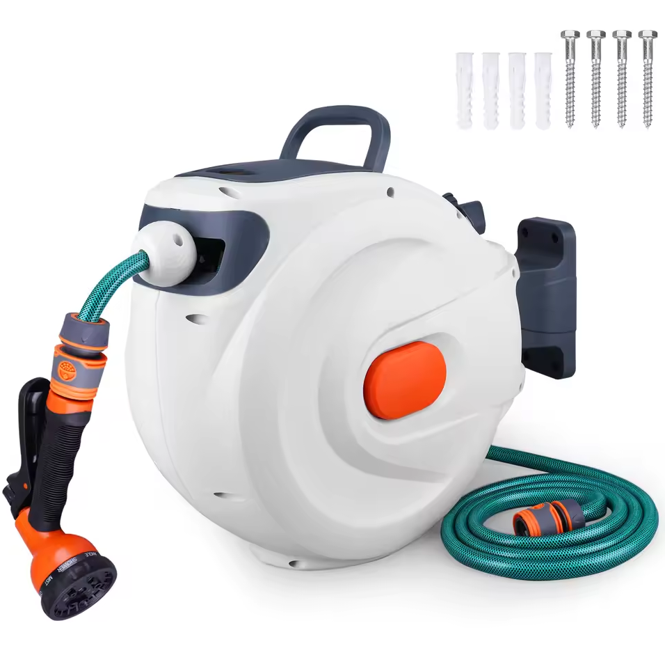 WIKOGER Tempat Gulungan Selang Otomatis Retractable Water Hose Reel - WK-10 Gambar produk WIKOGER Tempat Gulungan Selang Otomatis Retractable Water Hose Reel - WK-10