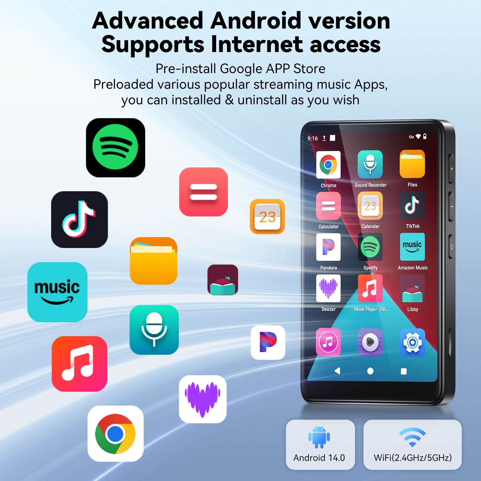 RUIZU MP3 Digital Audio Player Bluetooth Android 14 MP4 64GB 2050mAh - D65 Gambar produk RUIZU MP3 Digital Audio Player Bluetooth Android 14 MP4 64GB 2050mAh - D65