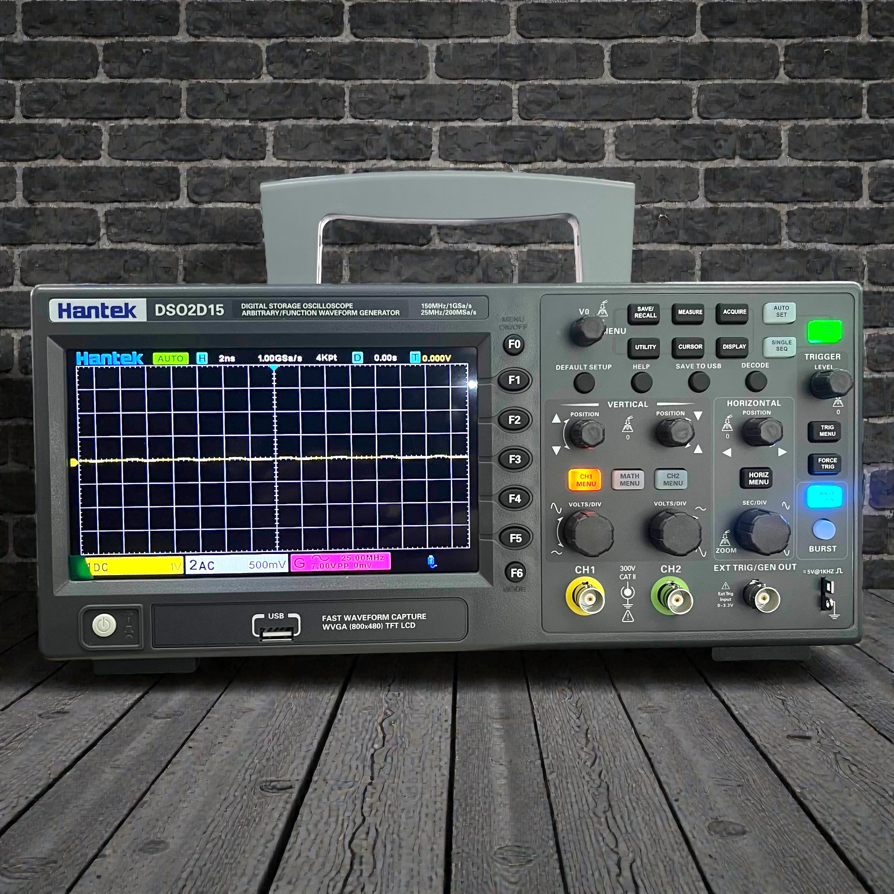 Hantek Digital Storage Oscilloscope Signal Generator with P4100 Probe - DS02D15 Gambar produk Hantek Digital Storage Oscilloscope Signal Generator with P4100 Probe - DS02D15