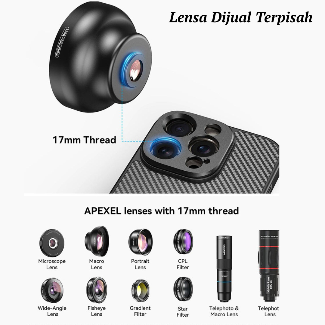 Gambar produk APEXEL Casing Smartphone Camera Filter Lens 17mm Thread Samsung S25 Ultra - APL-C17