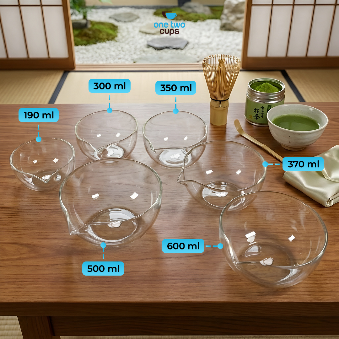 One Two Cups Mangkuk Teh Chawan Kaca Transparent Japanese Matcha Bowl 350ml - CO7 Gambar produk One Two Cups Mangkuk Teh Chawan Kaca Transparent Japanese Matcha Bowl 350ml - CO7
