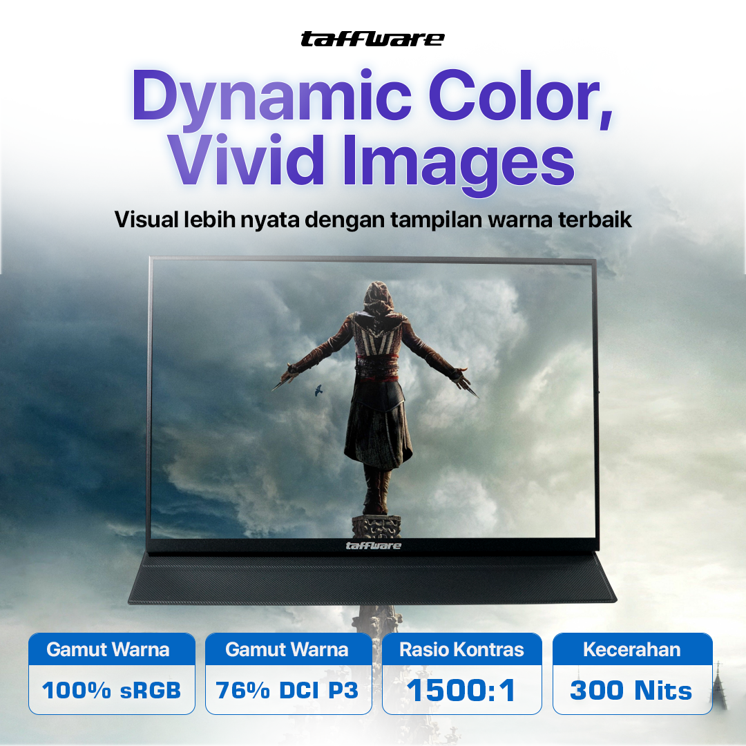 Taffware Portable Monitor 18 Inch IPS FHD 120Hz Type C Mini HDMI - PP120HZ Gambar produk Taffware Portable Monitor 18 Inch IPS FHD 120Hz Type C Mini HDMI - PP120HZ