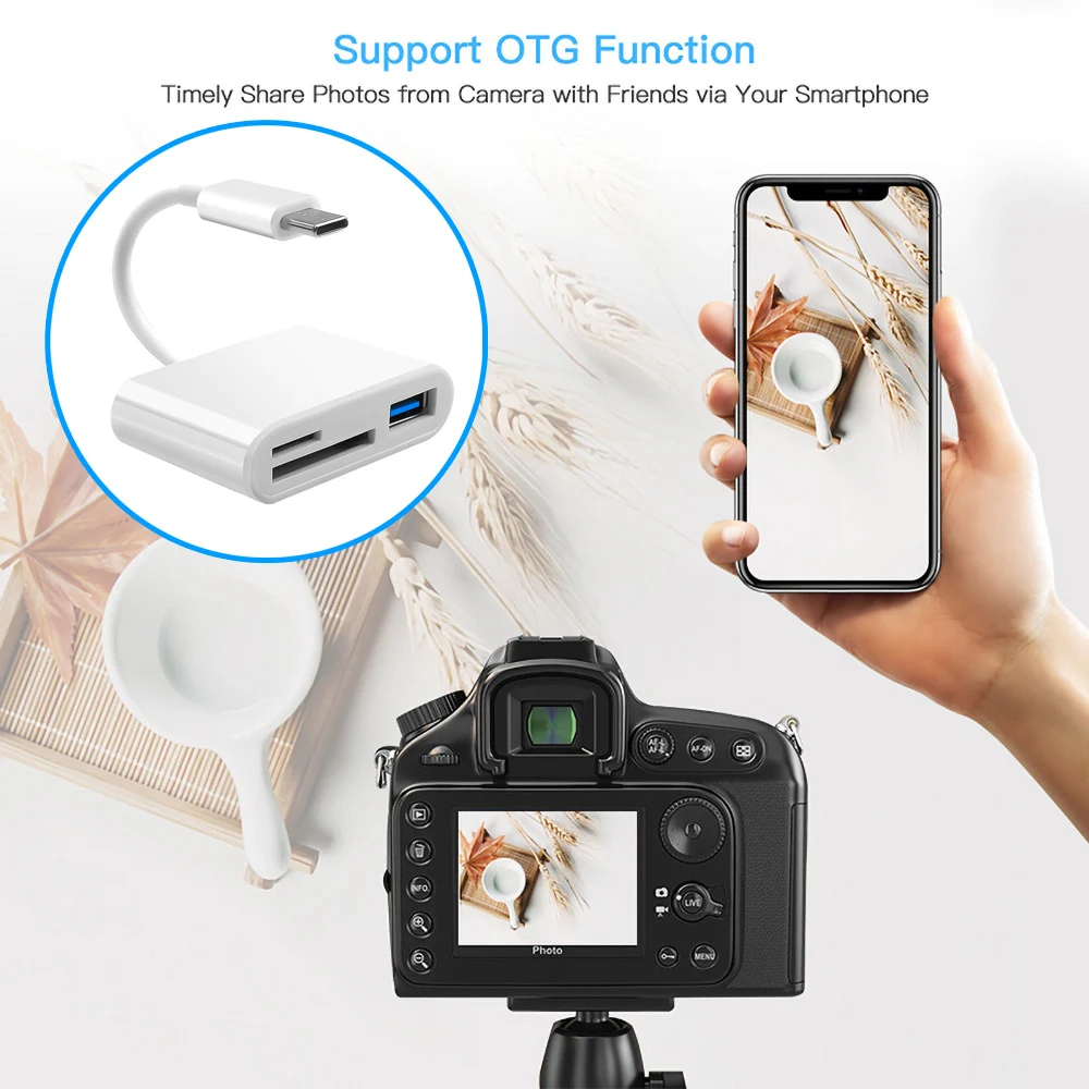 Gambar produk LASO Card Reader 3in1 USB Type C OTG SD TF Multifungsi High Speed - AT4