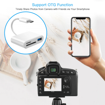 Gambar produk LASO Card Reader 3in1 USB Type C OTG SD TF Multifungsi High Speed - AT4