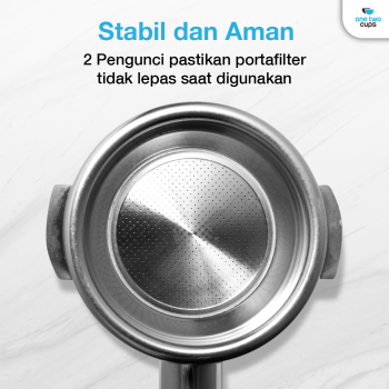 Gambar produk One Two Cups Non Pressurized Portafilter E61 Stainless Steel 58mm Kayu - CHA304