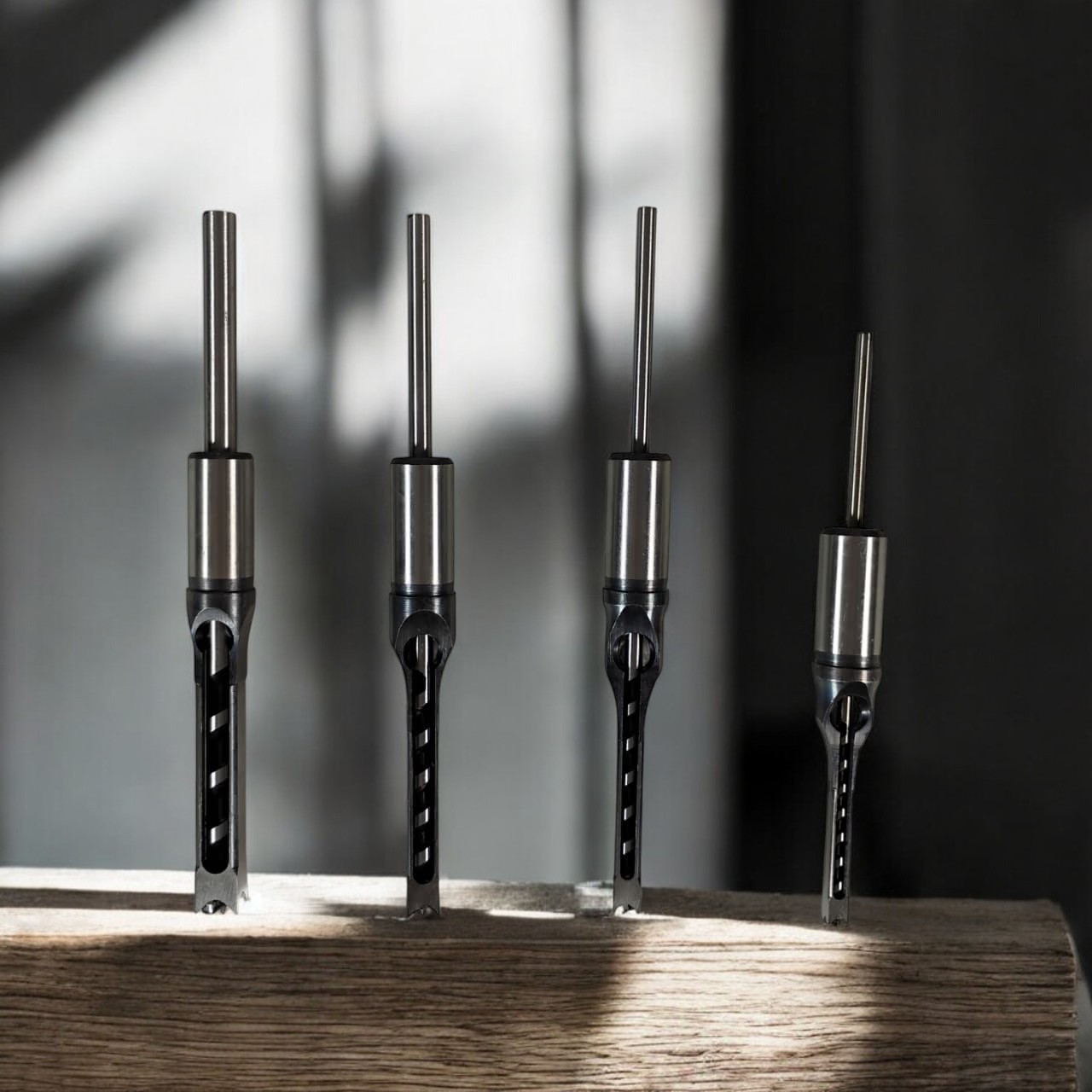 JUSTINLAU Set Mata Bor Persegi Kayu HSS Square Hole Drill 4 PCS - JS-195 Gambar produk JUSTINLAU Set Mata Bor Persegi Kayu HSS Square Hole Drill 4 PCS - JS-195