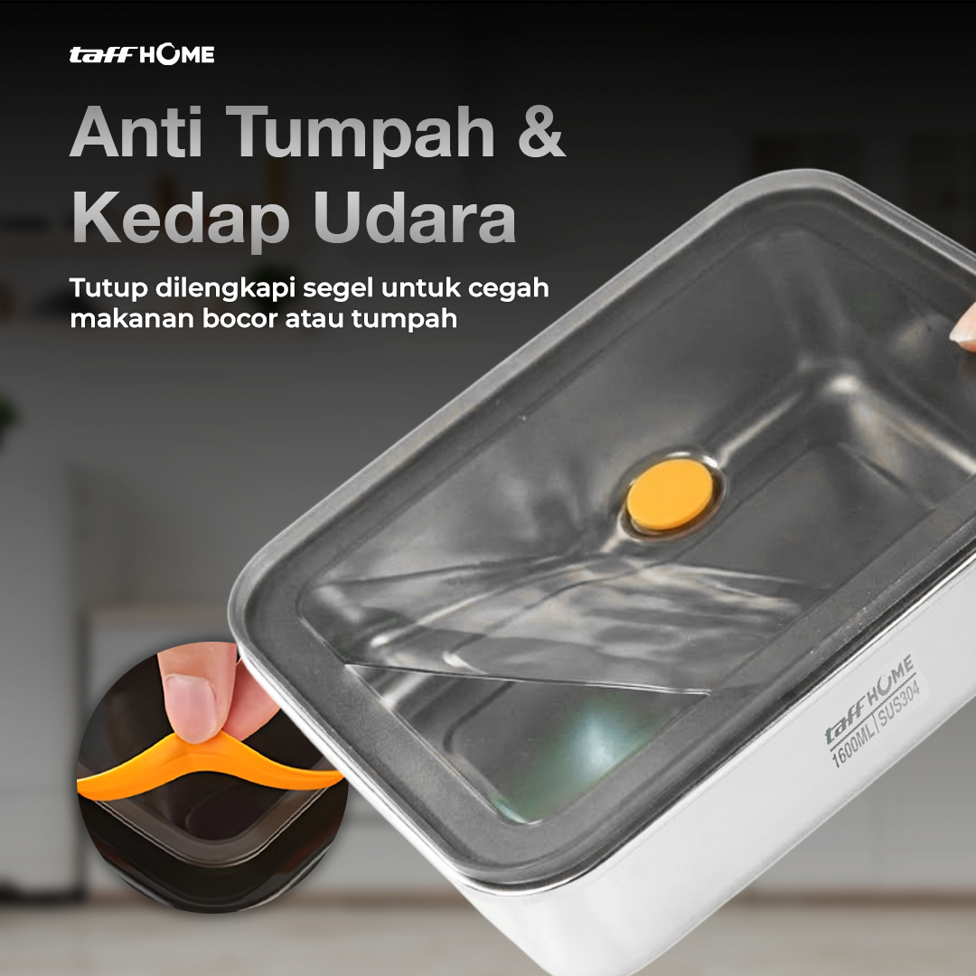 TaffHOME Kotak Makan Lunch Box Multifunction Stainless Steel 304 1600ml - AC-21 Gambar produk TaffHOME Kotak Makan Lunch Box Multifunction Stainless Steel 304 1600ml - AC-21