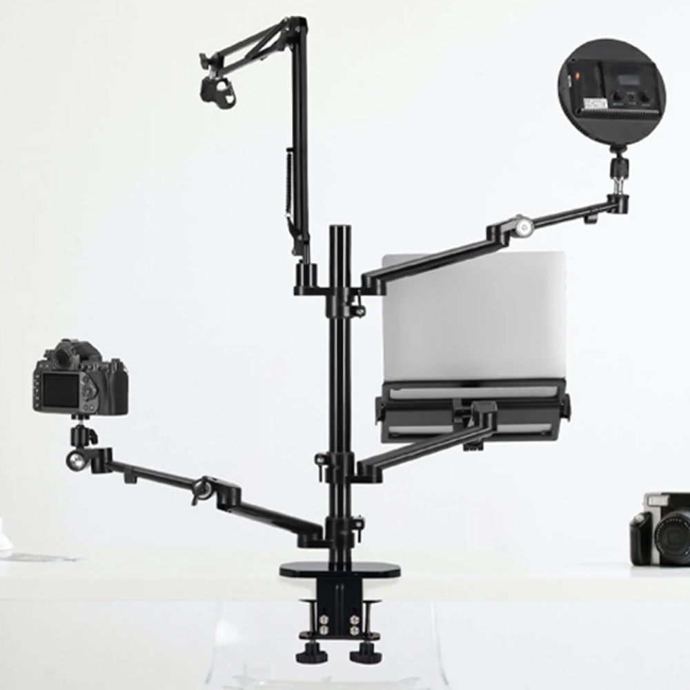 TaffSTUDIO Bracket Desk Mount Multi Arm 4in1 Camera Mic Monitor Holder - KMD-Z1 Gambar produk TaffSTUDIO Bracket Desk Mount Multi Arm 4in1 Camera Mic Monitor Holder - KMD-Z1
