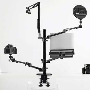 TaffSTUDIO Bracket Desk Mount Multi Arm 4in1 Camera Mic Monitor Holder - KMD-Z1