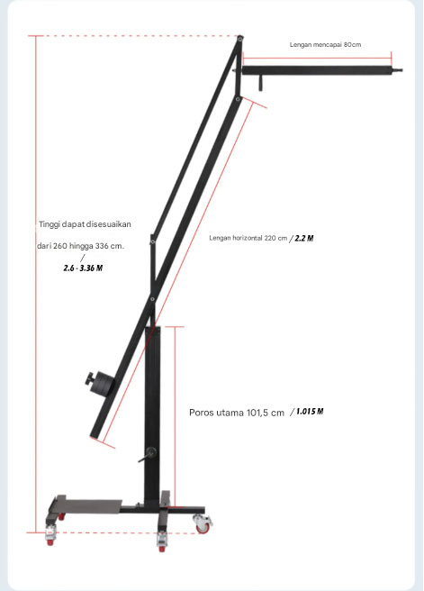 TaffSTUDIO Stand Lampu Boom Arm Studio Lighting Adjustable 3.36M - ST-200 Gambar produk TaffSTUDIO Stand Lampu Boom Arm Studio Lighting Adjustable 3.36M - ST-200
