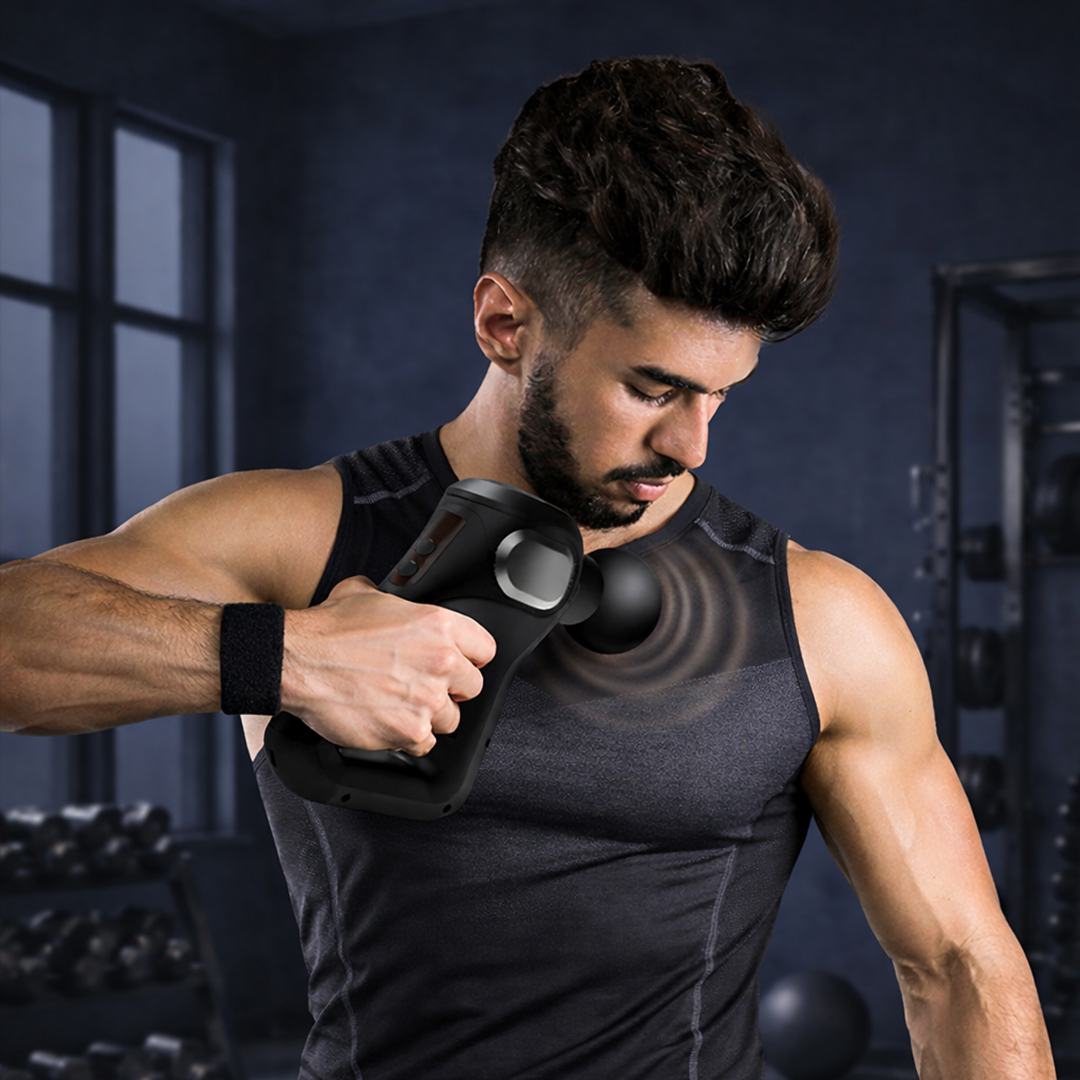 MUKASI Alat Pijat Elektrik Pundak Punggung Tangan Fascial Gun 2000 mAh - KH-750 Gambar produk MUKASI Alat Pijat Elektrik Pundak Punggung Tangan Fascial Gun 2000 mAh - KH-750